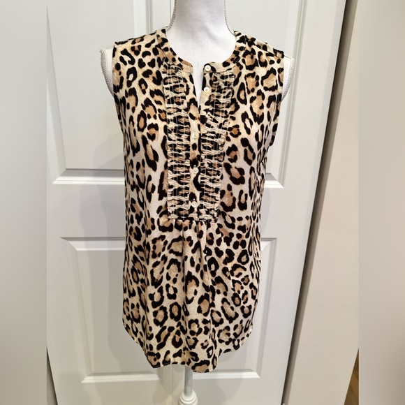 LOFT - Animal Print Ruffle Blouse (medium) - Picture 1 of 3